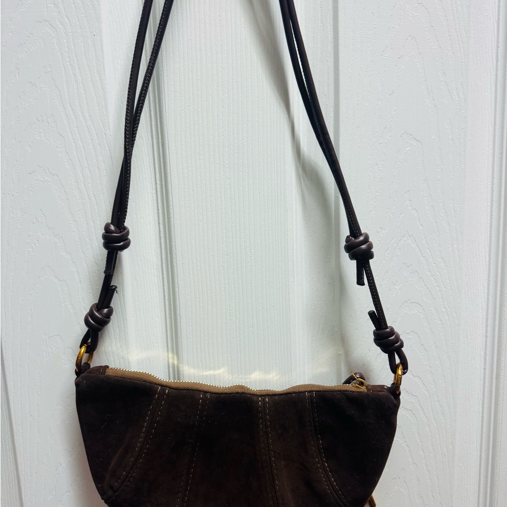 Chic Brown Suede Crossbody Bag